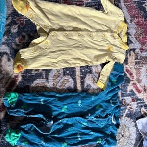 Striped Yellow and Blue Baby Onesies 0-3 Month